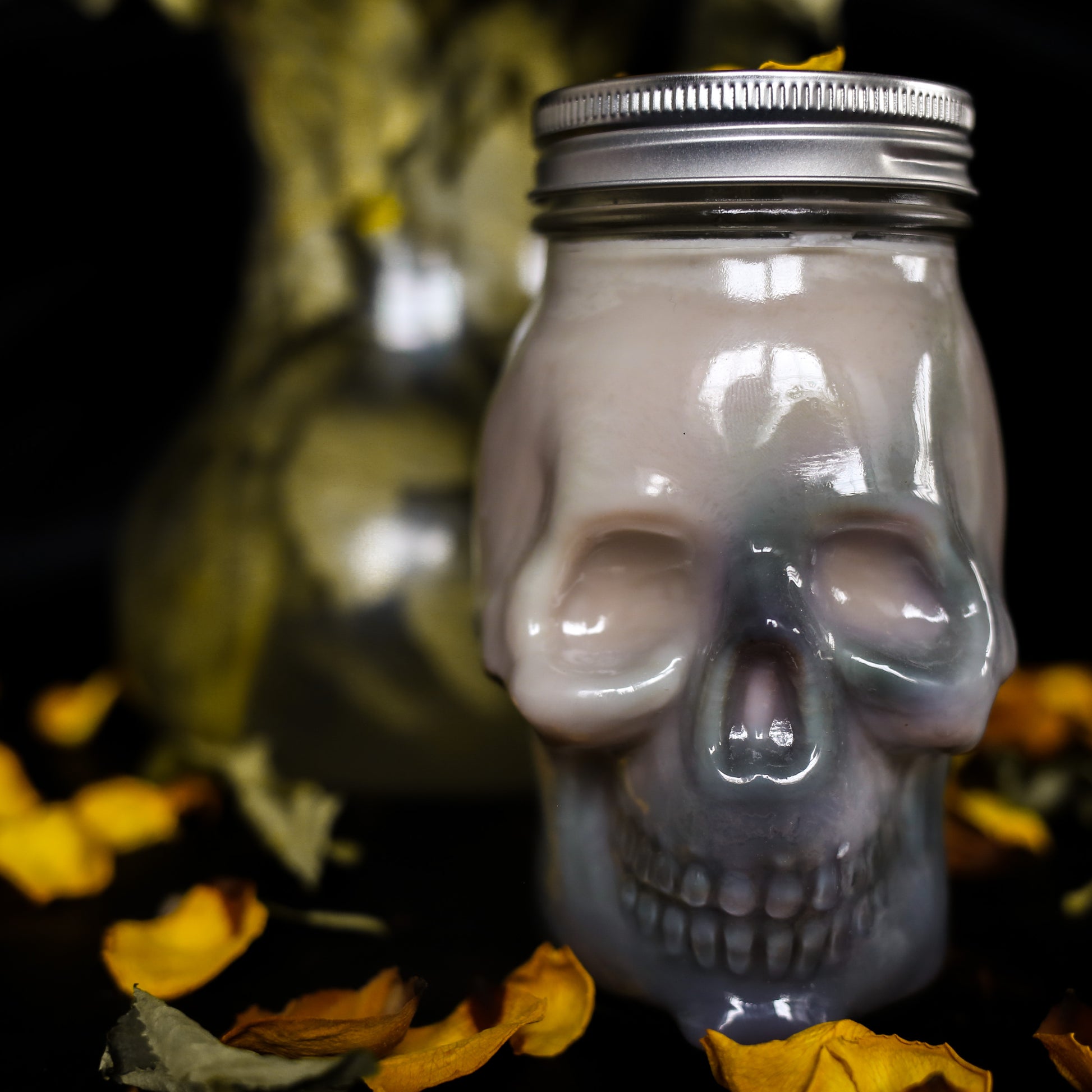 Skull Glass Candle